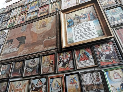 Votive pictures, votive tablets on the walls of the chapel of grace inside the church, pilgrimage
