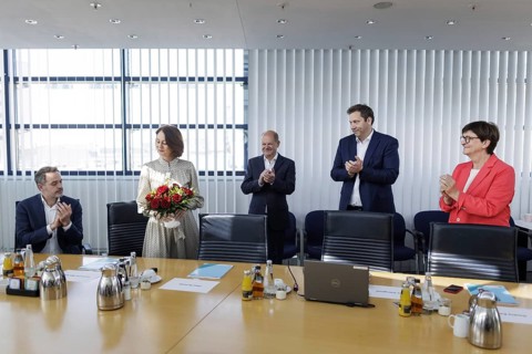 Katarina Barley, SPD lead candidate for the 2024 European elections, Olaf Scholz (SPD), Federal