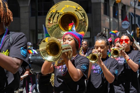 Detroit, Michigan USA, 9 June 2024, Gay, lesbian, bisexual, and transgender activists and their