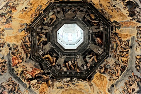 Interior view of the dome of the Basillica di Santa Maria del Fiore, Il Duomo di Firenze, Florence,