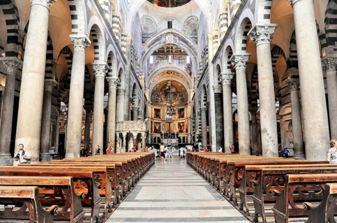 Interior, Cathedral of Santa Maria Assunta, Pisa, Tuscany, Italy, Europe, Interior of a Gothic