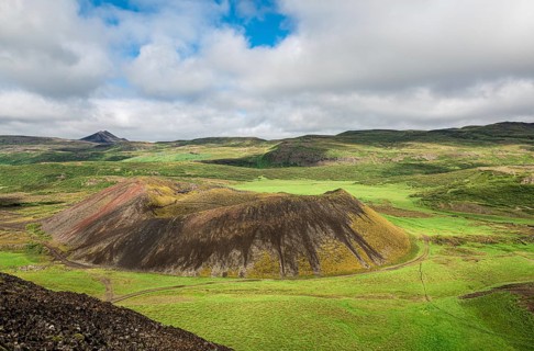 Grabrokarfell Crater (view from Grabrok) in the western region of Iceland