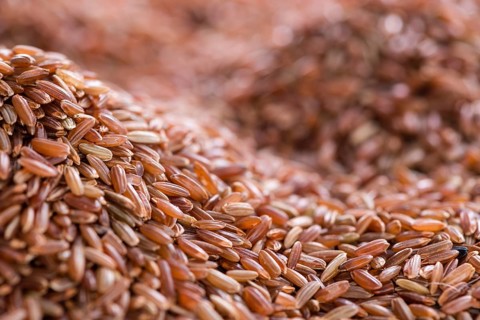 Portion of red Rice as detailed close-up shot for use as background image or as texture