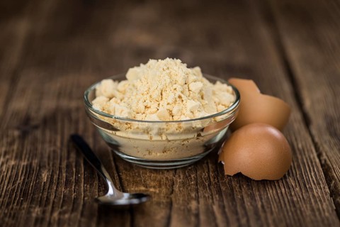 Fresh Whole Powdered Eggs as detailed close-up shot (selective focus)