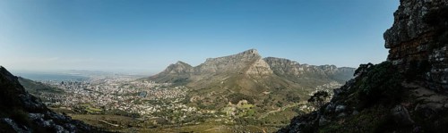Cape Town and Table Mountain (panoramic view) at a sunny day
