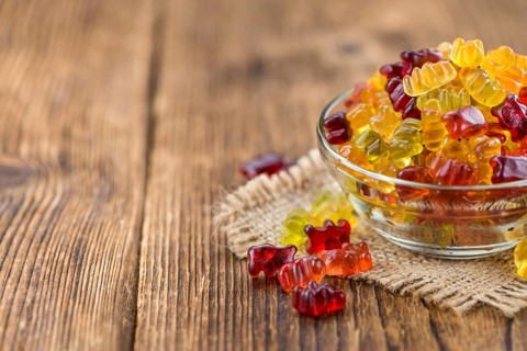 Heap of Gummy Bears (close-up shot, selective focus)