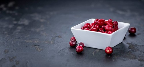 Portion of Preserved Cranberries as detailed close-up shot, selective focus