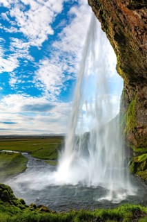 Seljalandsfoss waterfall in the southern part of Iceland during summertime