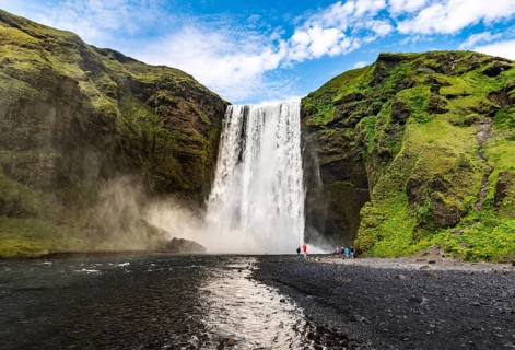 Skogafoss waterfall in southern Iceland during a summer day