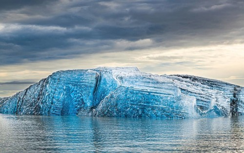 Spectacular sunset in the famous Jokulsarlon Glacier Lagoon Iceland
