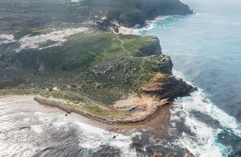 Cape of good hope South Africa aerial view shot from a helicopter