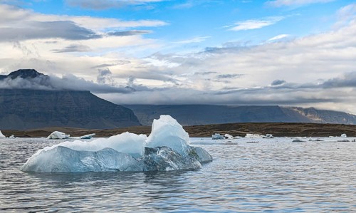 The famous Jokulsarlon Glacier Lagoon in the eastern part of Iceland during a cloudy day
