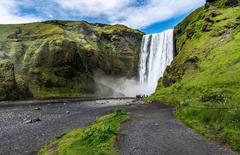 Skogafoss waterfall in the southern part Iceland at a summer day