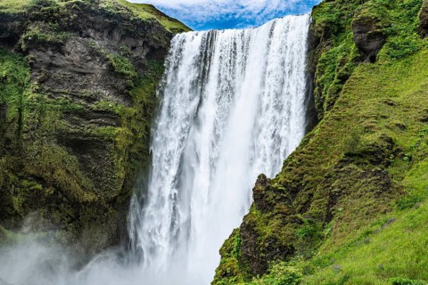 Skogafoss waterfall in the southern part Iceland at a summer day