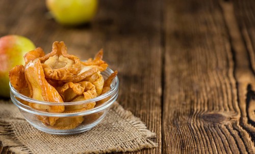 Dried Pears (selective focus) on an old wooden table