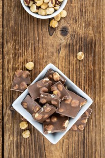 Hazelnut Chocolate as detailed close up shot (selective focus)
