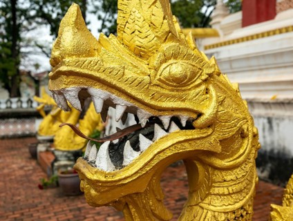 Naga figure, Haw Phra Kaew or Ho Phrakeo Museum, Vientiane, Laos, Asia