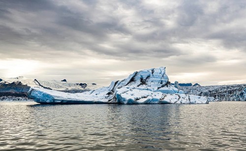 Blue icebergs in the Jokulsarlon Glacier Lagoon Iceland