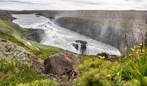 Majestic Gullfoss waterfall in Iceland along the golden circle