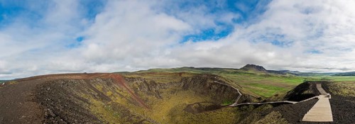 The Grabrok Volcano Crater in the western region of Iceland