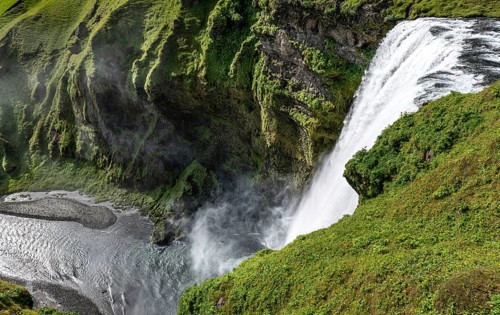 Skogafoss waterfall in the southern part Iceland at a summer day
