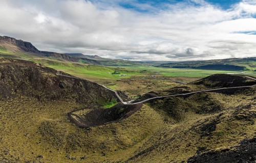 The Grabrok Volcano Crater in the western region of Iceland