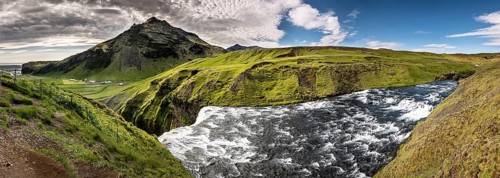 Spectacular Skogafoss Waterfall in southern Iceland during a summer day