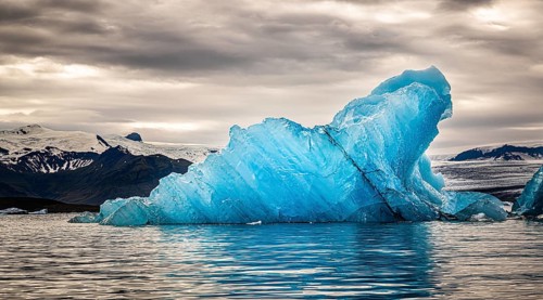 Spectacular sunset in the famous Jokulsarlon Glacier Lagoon Iceland