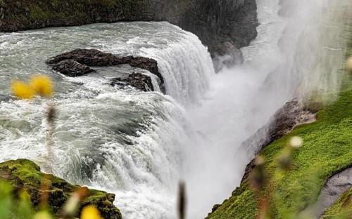 Gullfoss waterfall in Iceland along the golden circle at a summer day
