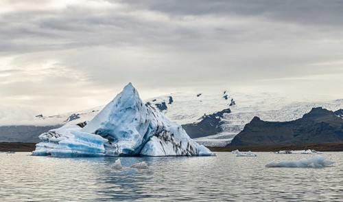 Jokulsarlon Glacier Lagoon in the eastern part of Iceland during a cloudy day