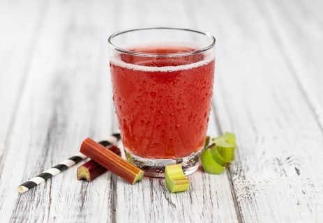 Portion of fresh made Rhubarb Spritzer (close up, selective focus)