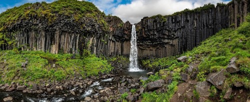 Hundafoss waterfall (on the way to Svartifoss waterfall) in the Skaftafell National Park, southern