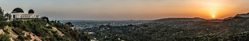 Sunset at Los Angeles, California, USA. View from Griffith Observatory