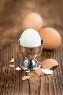 Portion of bolied Eggs (selective focus) as close-up shot