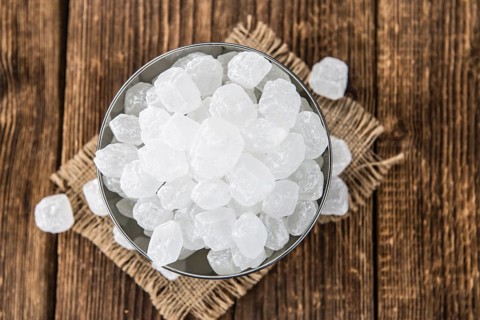 Portion of white Rock Candy (selective focus, close-up picture)