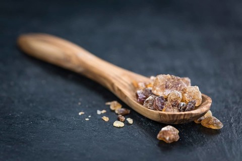 Slate slab with brown Rock Candy (close-up shot, selective focus)
