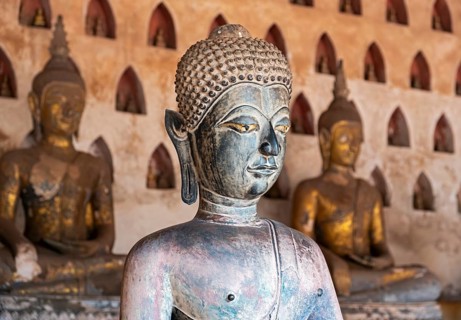 Buddha statue, Wat Si Saket or Sisaket Temple, Vientiane, Laos, Asia