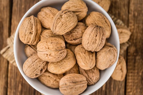 Portion of fresh Walnuts (close-up shot, selective focus)