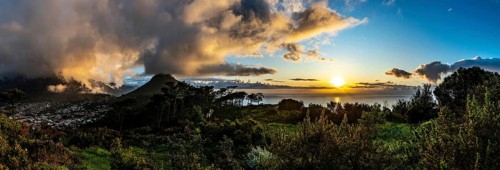 Sunset at Cape Town South Africa with dramatic clouds