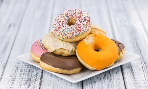 Fresh made Donuts as detailed close-up shots (selective focus)