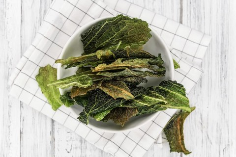 Some healthy Savoy Chips (selective focus, close-up shot)