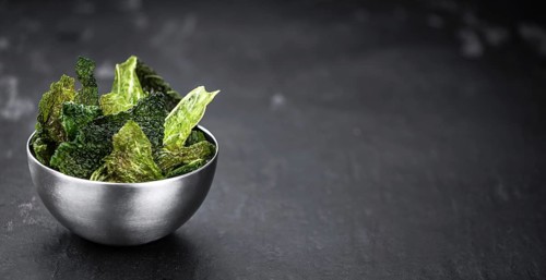 Some healthy Savoy Chips (selective focus, close-up shot)
