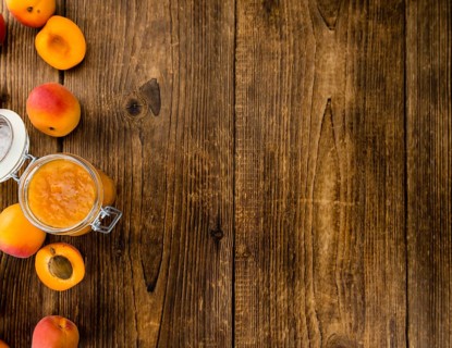 Some homemade Apricot Jam (selective focus) as detailed close-up shot