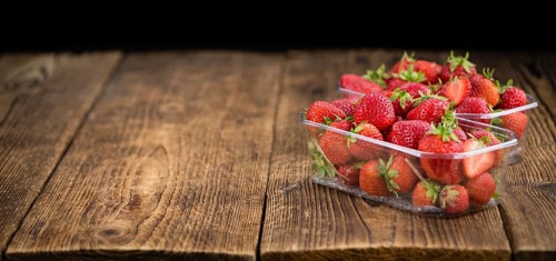 Portion of fresh Strawberries close-up shot, selective focus