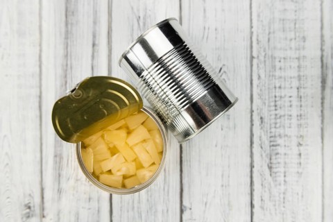 Portion of fresh Preserved Pineapple pieces close-up shot, selective focus