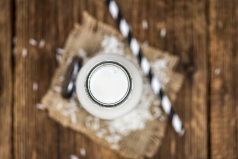 Portion of Rice Milk as detailed close-up shot, selective focus