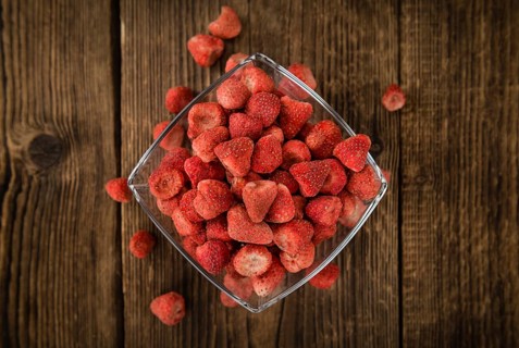 Dried Strawberries on a vintage background as detailed close-up shot, selective focus