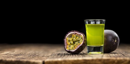 Passion Fruit Liqueur as detailed close-up shot, selective focus
