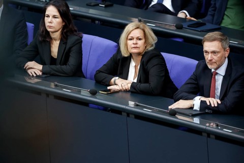 Federal Minister of Finance Christian Lindner, right, Federal Minister of the Interior Nancy Faeser