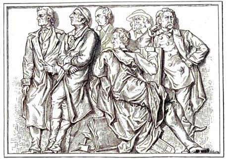 From left, Rietschel, G. Schadow, W. Schadow, Schnorr von Carolsfeld, Rethel and Schwind, are the